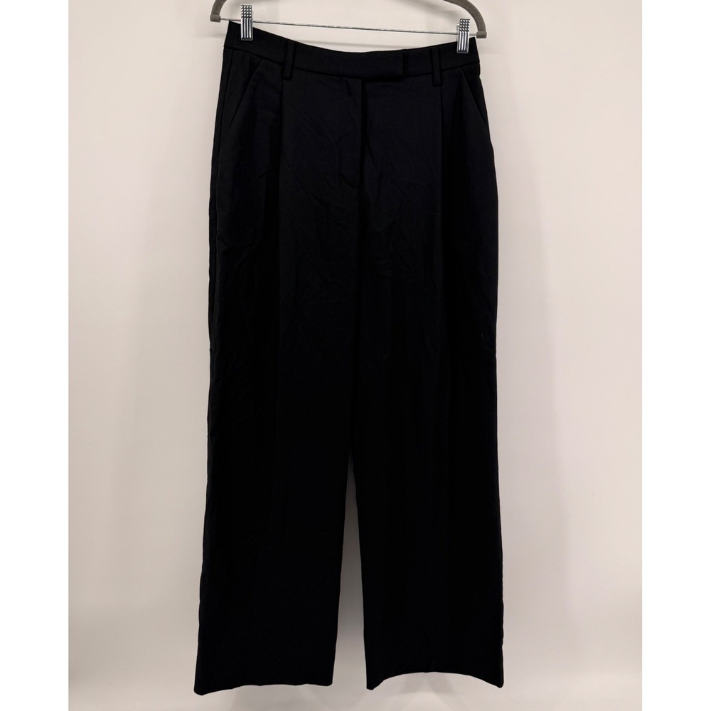 Unsubscribed Trousers Womens 6 Black Wide Leg Pleated High Rise Dress Pants